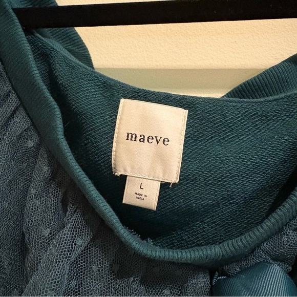 Maeve V-Neck Bow Sweater Sz Large Teal / Evergreen - Picture 6 of 8